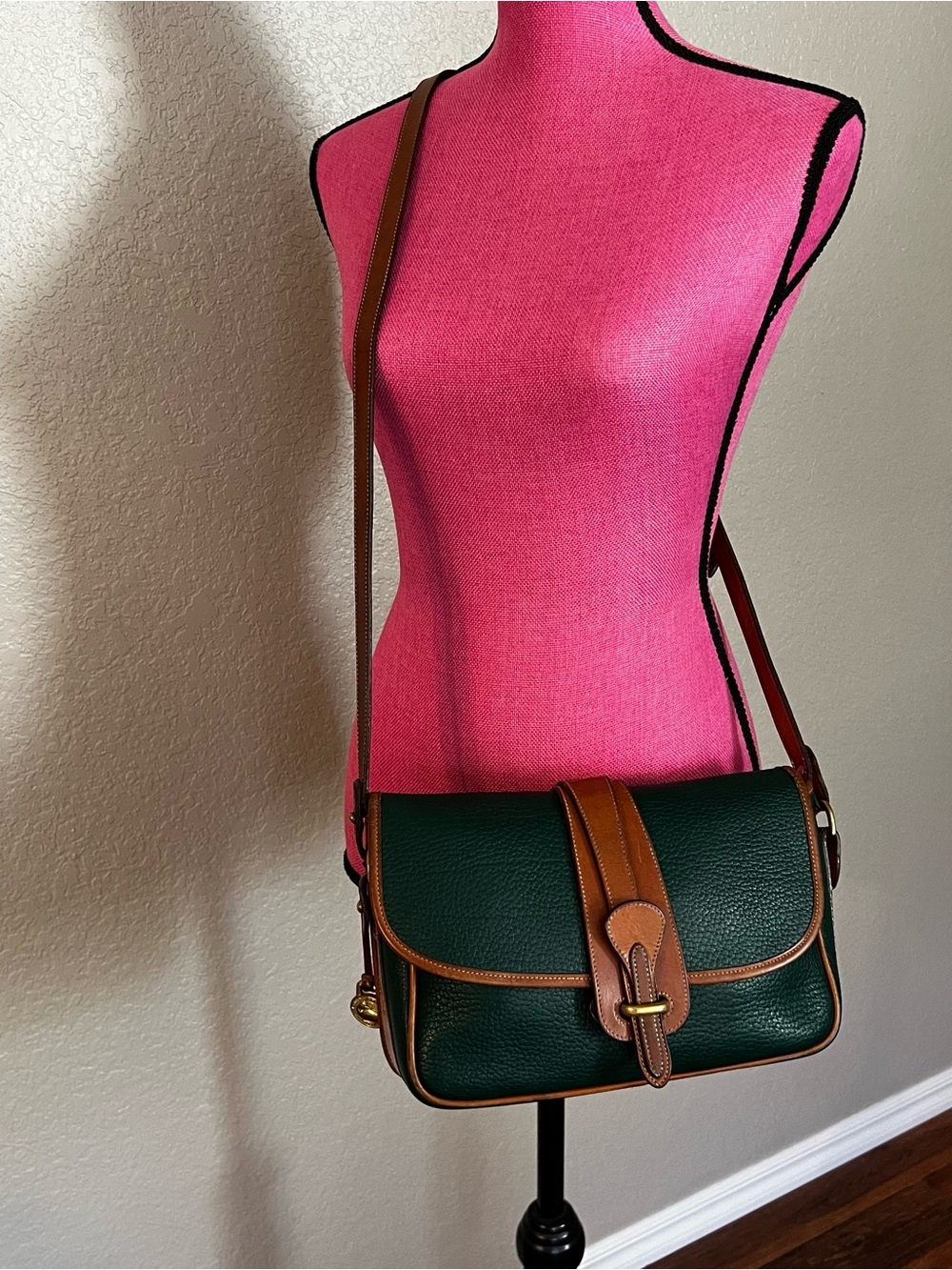 Dooney & Bourke Green All Weather Leather Vintage Crossbody Bag